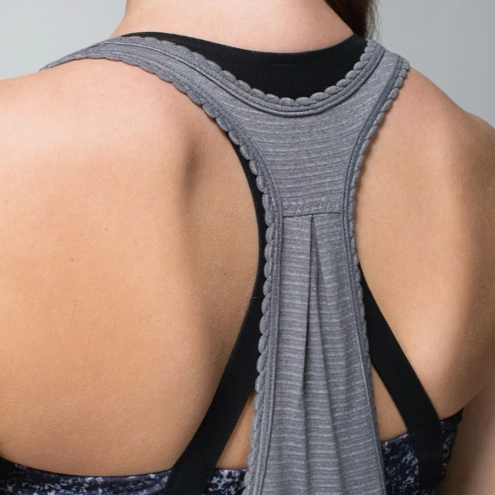 LULULEMON Gray 105 F Singlet Scalloped Edge Racerback Tank Top Size S